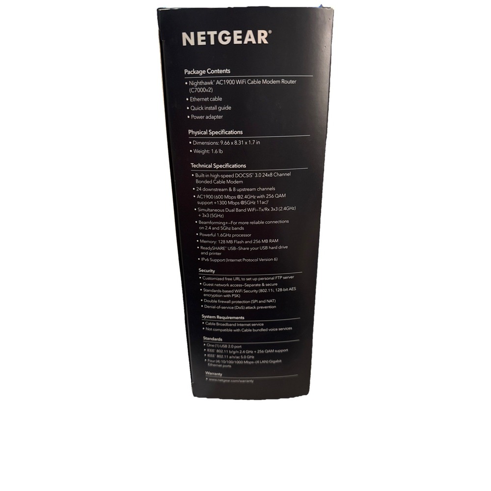 NETGEAR Nighthawk AC1900‎ 4 Wireless WiFi 5 Router Modem C7000v2 - Picture 8 of 9
